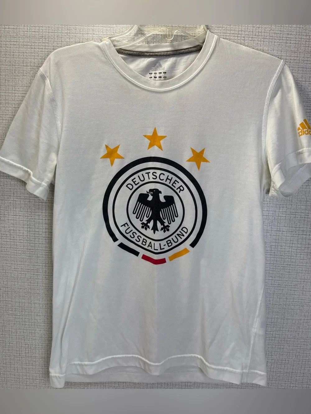 Adidas Germany T Shirt Climalite Small Deutscher Fussball-Bund Soccer White Tee